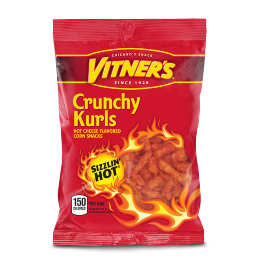 Vitner's Sizzlin' Hot Crunchy Kurls. Chicago Snacks.  Chicago Street Food.