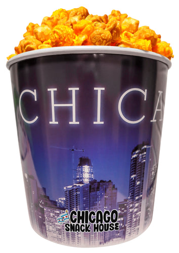 Argires Popcorn Chicago Mix 1 Gallon Chicago Skyline Popcorn Tin. Chicago Snacks.  Utterly Addictive Cheddarcorn and Caramel. Chicago Mix Popcorn.