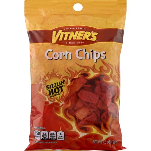 Vitner's Chicago Sizzlin' Hot Corn Chips. Chicago Snacks. Chicago Food.
