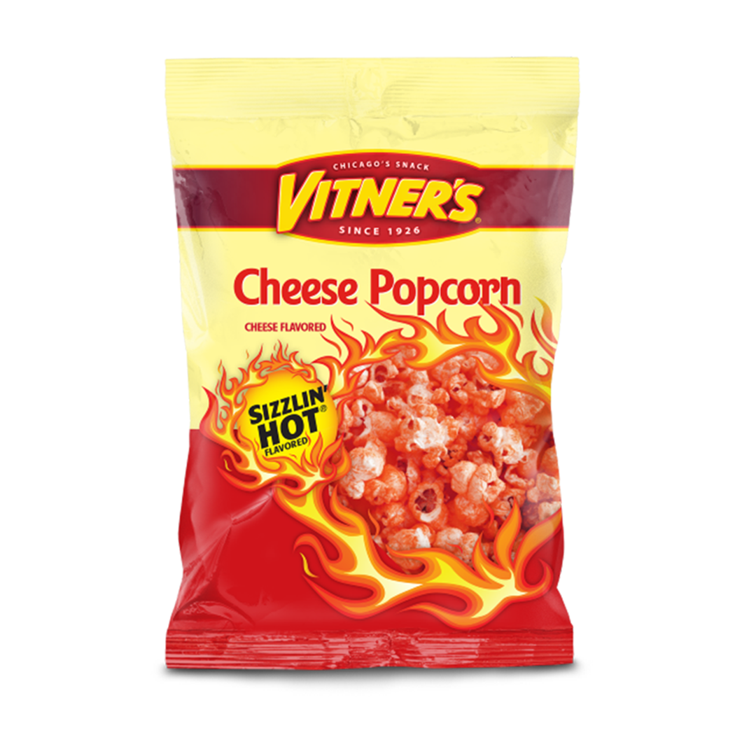 Vitner's Sizzlin' Hot Cheese Popcorn. Chicago Snacks.  Chicago Street Food.
