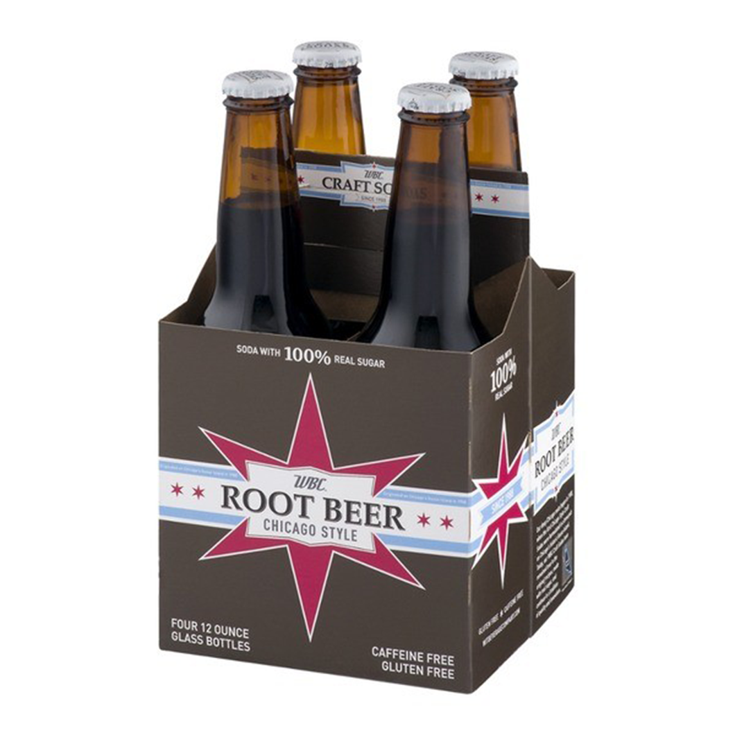 WBC Root Beer Soda Pop 4 pack Glass Bottle